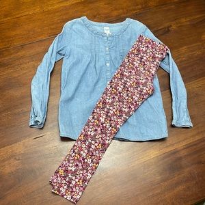 Carters Girls Denim Top and Floral Leggings - 8